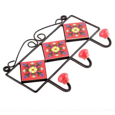 Red Yellow Flower Tiles Hooks 